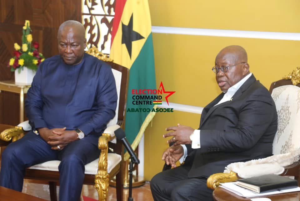 joyce_bawah's tweet photo. On December 11, President Nana Akufo-Addo and his team welcomed President-Elect John Dramani Mahama to Jubilee House to discuss matters pertaining to a peaceful transition.

Both parties are committed to a peaceful transfer of power to further consolidate Ghana’s standing as a beacon of democracy and peace. 

Now, it is time to focus on implementing the mandate entrusted to us for the development of Ghana and its people.

Acta Non Verba

#democracy #development #Ghana #politics #Womeninpolitics #governance
