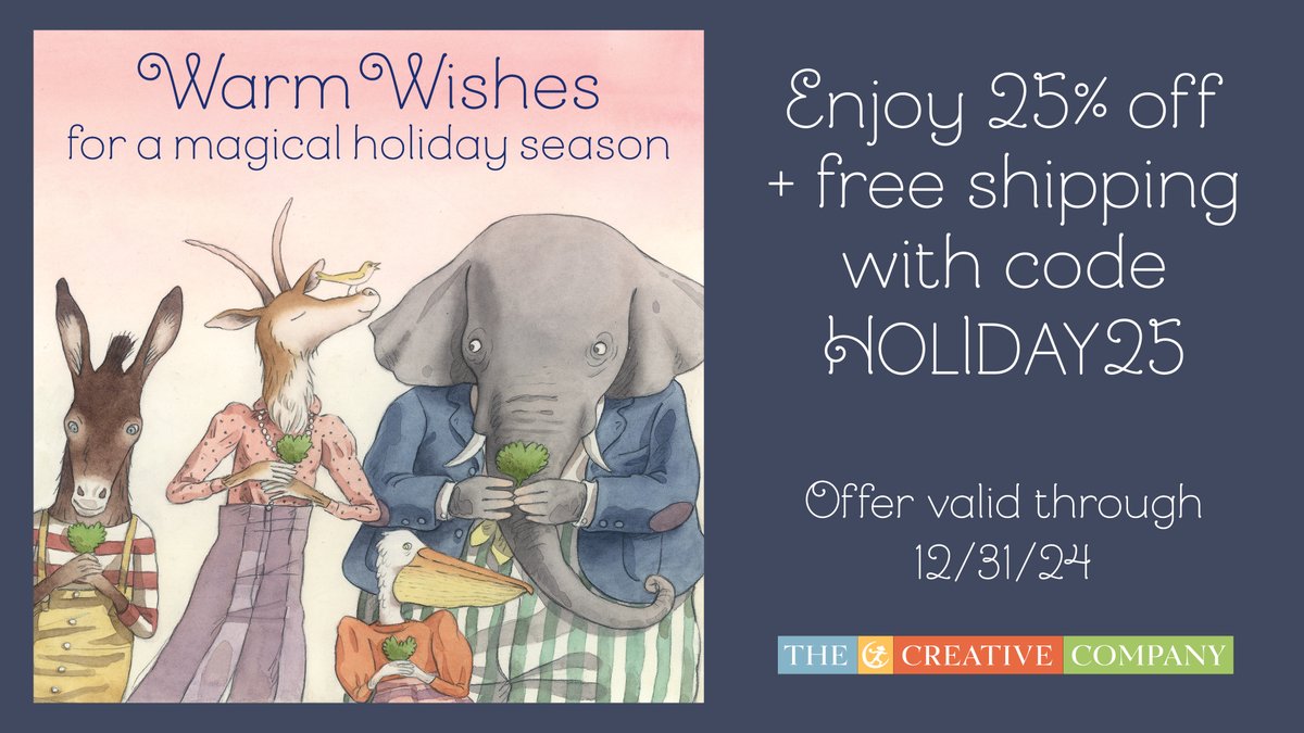 CreativeCoMN's tweet photo. Wishing you a magical holiday season filled with joy and imagination.
https://t.co/NcNjyFxkJT
#happyholidays #seasongreeting #childrensbooks #CreativeEditions #TheCreativeCompany https://t.co/cEKJLFt0R9