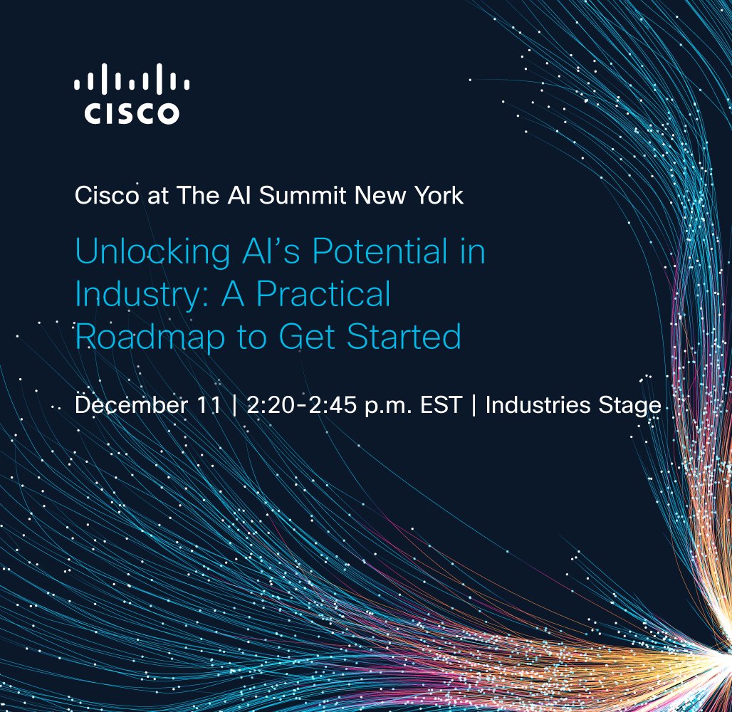 CiscoEvents's tweet photo. Join Cisco today at #TheAISummit in New York! Visit us at booth #151 for exciting demos, prizes, and more. Make sure to attend our speaking sessions. Learn more ➡️ https://t.co/ZKf5PUK8uc https://t.co/5EPPmoD8FA