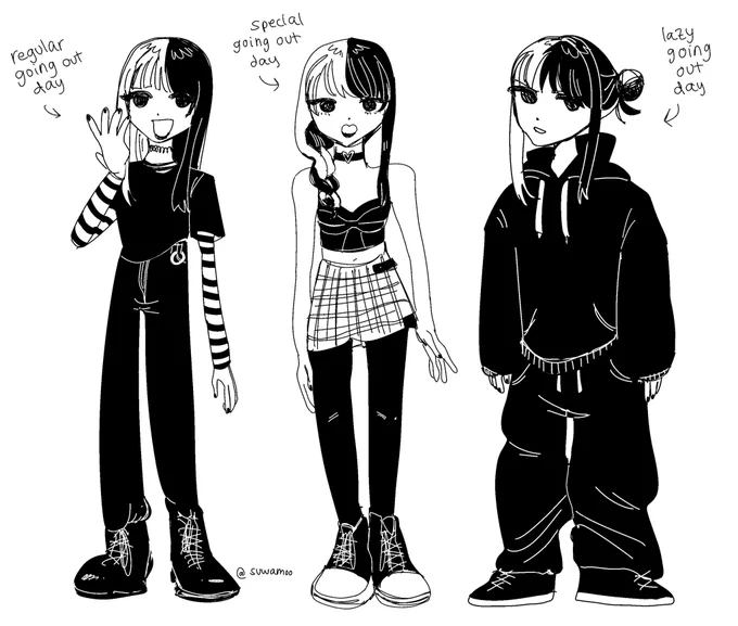 drew my signature outfits :3 