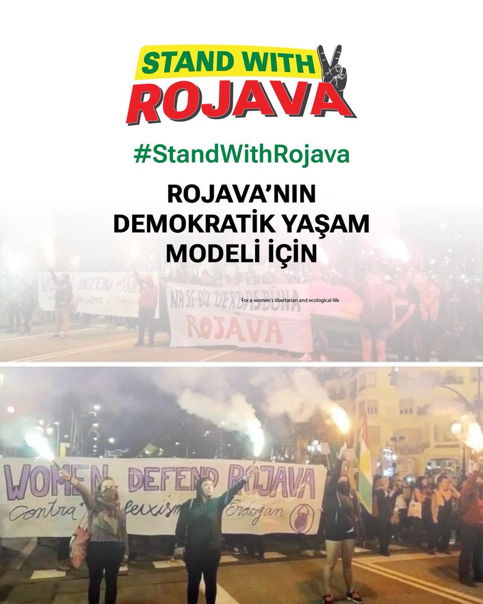 Rojava’ya yönelik saldırılar, kadın, çocuk, sivil ayrımı yapmadan katliamlara neden oluyor. Katliamlara sessiz kalma, Rojava’yı yalnız bırakma. #StandWithRojava