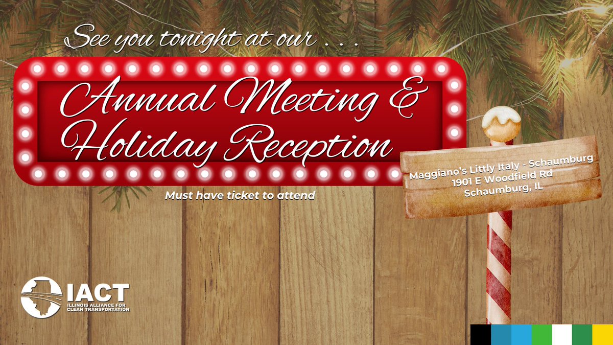 IACT's Annual Meeting &amp; Holiday Reception is TONIGHT at Maggiano's Little Italy in Schaumburg. We can't wait to show you what we have been up to this year &amp; have planned for next year, &amp; to congratulate all of our award and certificate recipients! Must have a ticket. #CleanCities