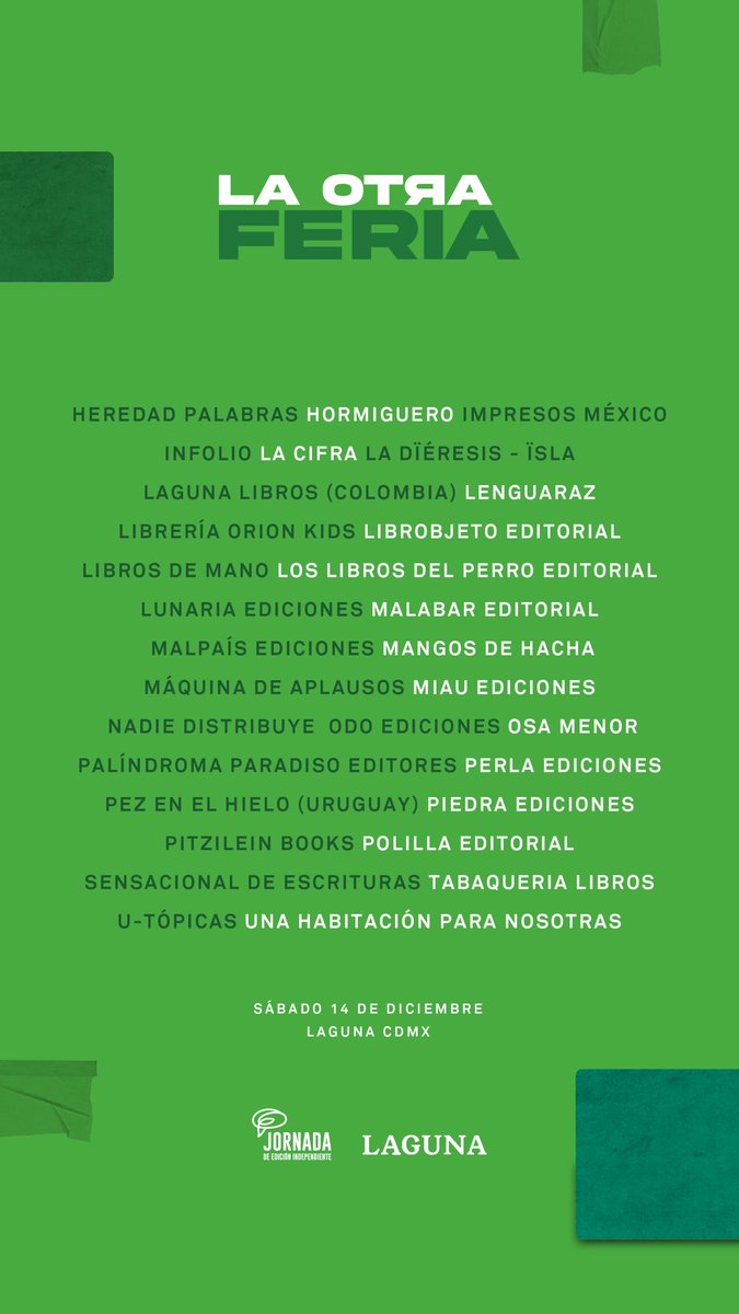 _palindroma_'s tweet photo. El 14 de diciembre estaremos en La Otra Feria. Es el segundo año que se lleva a cabo este evento donde nos reunimos diversos editorxs, librerxs y escritorxs para promocionar nuestro trabajo. 

Ojalá pueda acompañarnos. 

¡Les esperamos!

📖✨📚💜🎊 https://t.co/n8sGgK8NbA