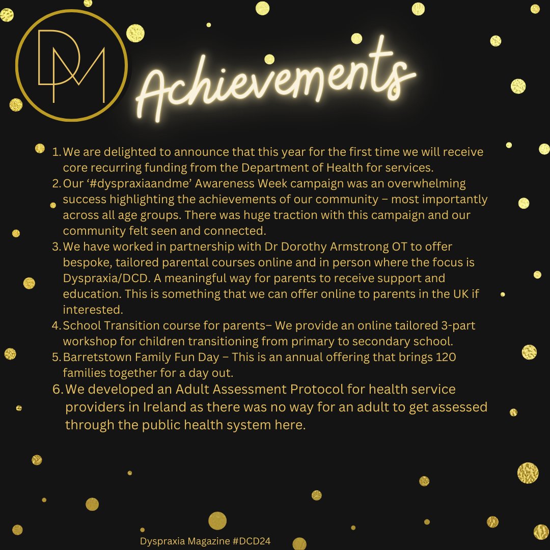 Dyspraxia Magazine (@dyspraxiamag) on Twitter photo ✨Dyspraxia Celebration December: Charities✨
<a href="/dyspraxiaIRL/">Dyspraxia Ireland</a> charity is delighted to announce that this year for the first time, they will receive core recurring funding from the Department of Health for services.
To find out more visit: dyspraxia.ie
#dcd24 #dyspraxia ✨Dyspraxia Celebration December: Charities✨
<a href="/dyspraxiaIRL/">Dyspraxia Ireland</a> charity is delighted to announce that this year for the first time, they will receive core recurring funding from the Department of Health for services.
To find out more visit: dyspraxia.ie
#dcd24 #dyspraxia