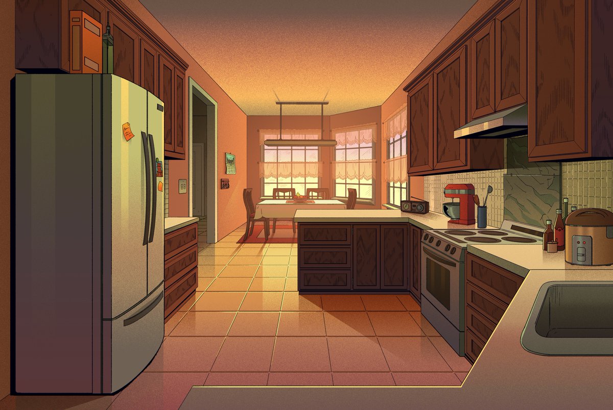 carrot_boi's tweet image. I always love painting a kitchen!
Gugu's kitchen from
#JentryChauVsTheUnderworld
Layout by the incredible Stephen Andolino