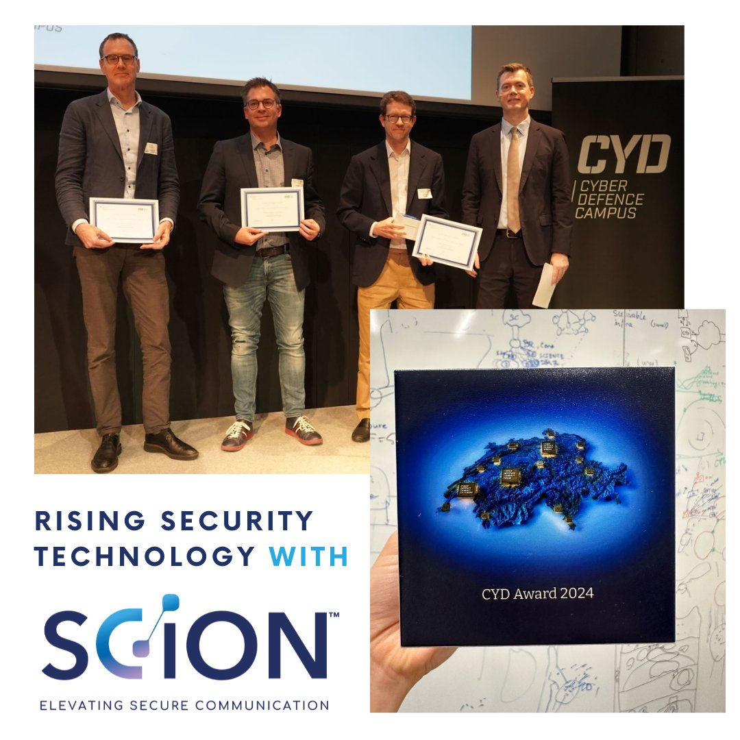 Adrian Perrig (@adrian_perrig) on Twitter photo ๐ We are honored and humbled to announce that we have received the armasuisse Cyber-Defence Campus award "๐ฅ๐ถ๐๐ถ๐ป๐ด ๐๐ฒ๐ฐ๐๐ฟ๐ถ๐๐ ๐๐ฒ๐ฐ๐ต๐ป๐ผ๐น๐ผ๐ด๐" for the #SCION next-generation Internet.
This achievement is thanks to the incredible team and researchers, mentors, and ๐ We are honored and humbled to announce that we have received the armasuisse Cyber-Defence Campus award "๐ฅ๐ถ๐๐ถ๐ป๐ด ๐๐ฒ๐ฐ๐๐ฟ๐ถ๐๐ ๐๐ฒ๐ฐ๐ต๐ป๐ผ๐น๐ผ๐ด๐" for the #SCION next-generation Internet.
This achievement is thanks to the incredible team and researchers, mentors, and