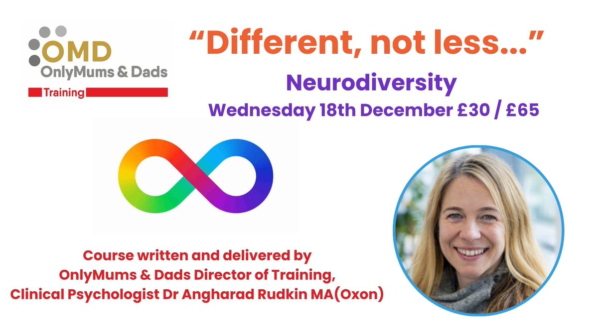 Still a little while to book on the Neurodiversity training for family justice sector professionals. Wednesday 18th Dec at 1pm. Catch up available and training comes with a comprehensive, up to date resource pack. 

omdtraining.co.uk/short-courses