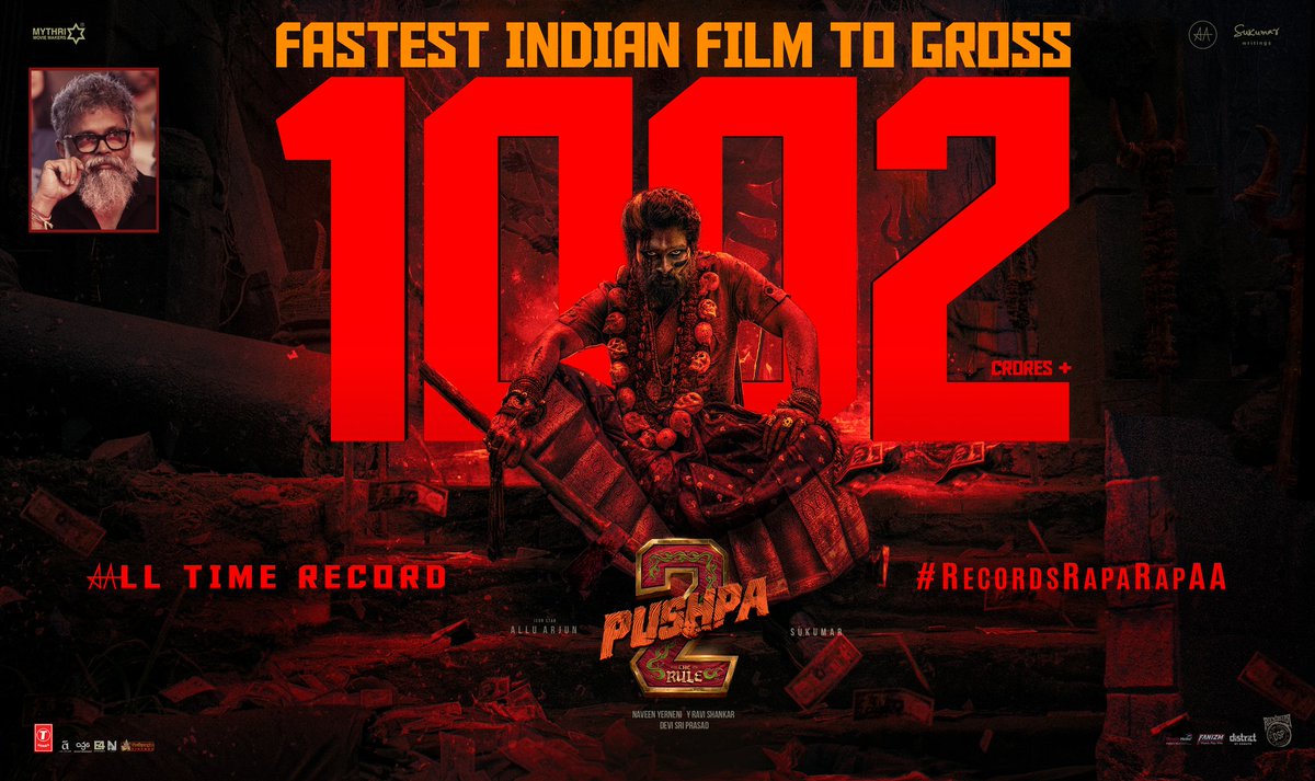 SaikumarGadala's tweet photo. Records #RapaRapaa 🔥🔥   GodzillAA🔥🔥💥💥 #PUSHPA2HitsFastest1000Cr #Pushpa2 #Pushpa2ThaRule 
@PushpaMovie @MythriOfficial https://t.co/KxSfa2yYt4
