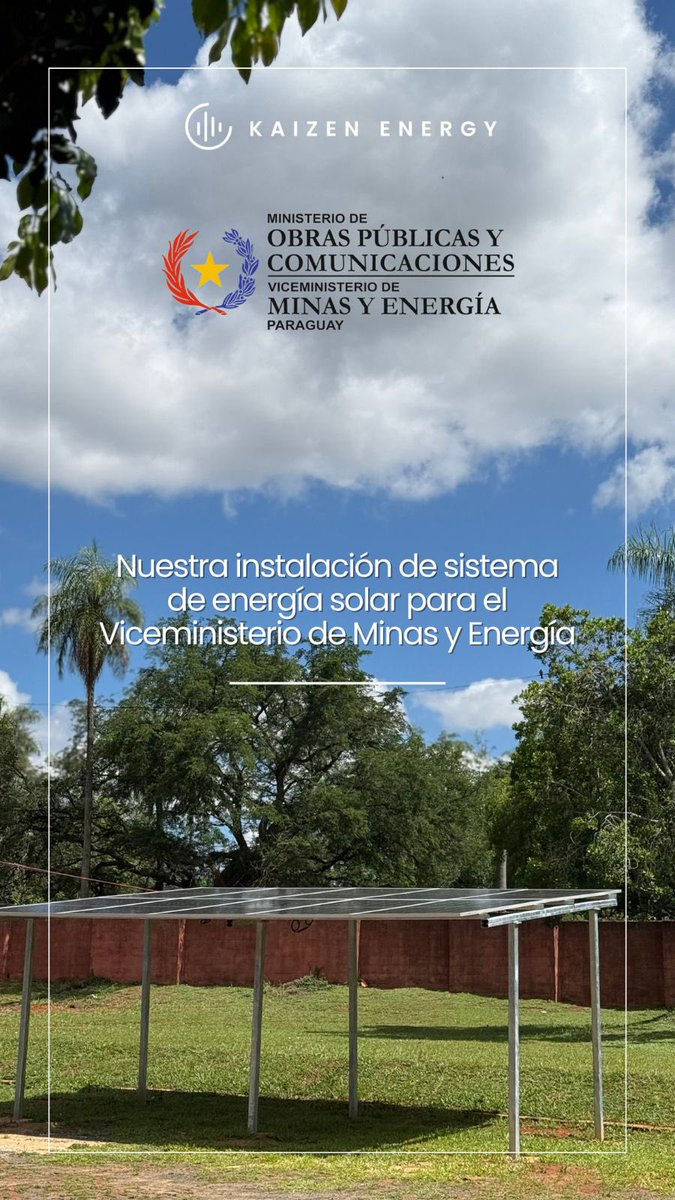 KaizenEnergy's tweet photo. Nos enorgullece haber aportado un sistema de paneles solares al Viceministerio de Minas y Energía del Paraguay con la presencia del Viceministro @MauriBejarano &amp; la Ministra de Obras Públicas y Comunicaciones (MOPC) @clacent 🇵🇾☀️

@mopcparaguay @MEF_Paraguay @PresidenciaPy https://t.co/BD4cuT3n0b