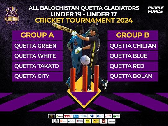TeamQuetta's tweet photo. Excitement is building in Quetta as the Under 19-17 Cricket Tournament kicks off with 8 teams battling for glory! ๐๐ฅ
Join us in supporting the future stars of cricket in this thrilling competition.
#PurpleForce #FutureStars #cricketinquetta #ShaanePakistan https://t.co/1wAA51Bvql