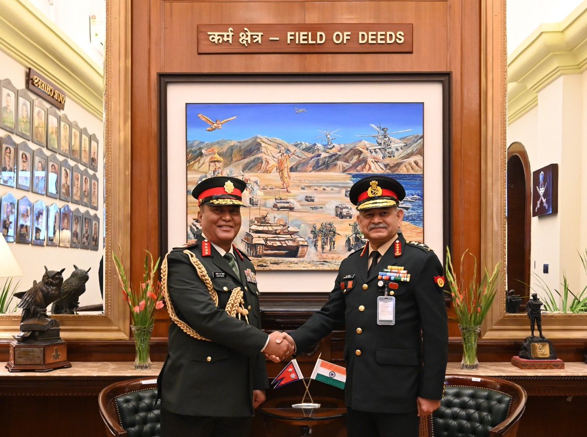 PIB_India's tweet photo. Nepali Army Chief General Ashok Raj Sigdel marks Day Two of his official visit to India with key engagements and discussions 

The visit, which spans from 11th to 14th December 2024, underscores the ongoing efforts to further strengthen and deepen the defence cooperation between Nepal and India.

Read more: https://t.co/OfRWgGaAE8