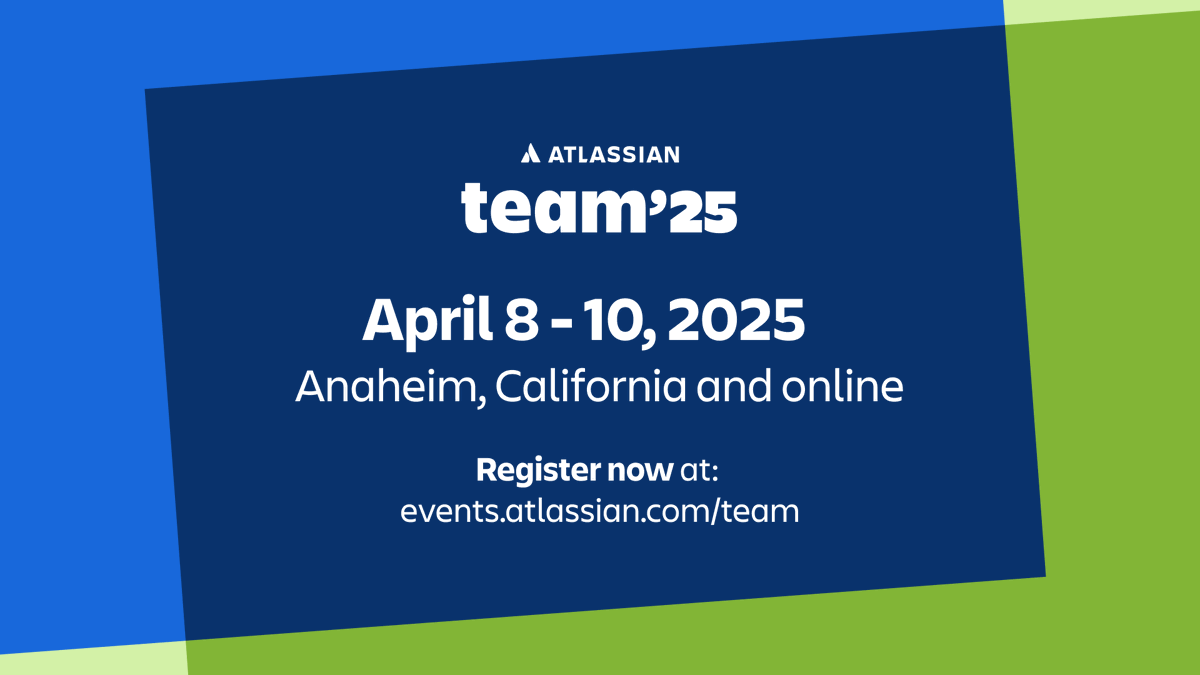 We’re thrilled to announce that we’re proud sponsors of Atlassian Team'25!

Join us from 8-10 April in Anaheim, California, for this must-attend event!

Register now and secure your spot: events.atlassian.com/team

#Team25 #Atlassian #Collaboration #Innovation