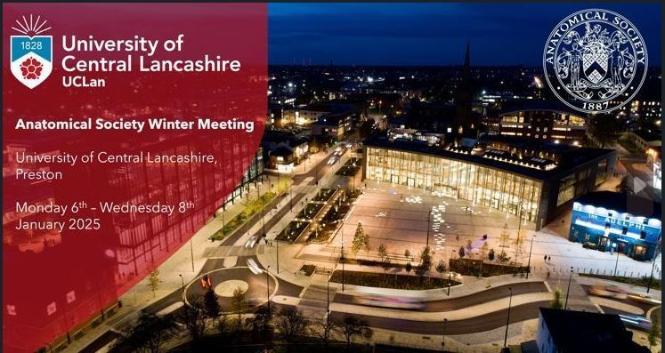 Wishing you all a very Happy New Year and all the best for 2025! We're looking forward to seeing some of you at our upcoming Anatomical Society Meeting, University of Central Lancashire, 6-8 January 2024. #AnatSocWinter24 #AnatSocUCLan #anatomy