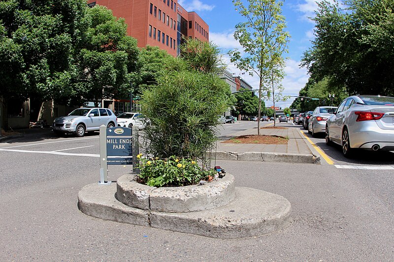 qikipedia's tweet photo. The world’s smallest park (a circle 60cm across) is in Portland, Oregon and is an official designated leprechaun sanctuary (📷: daveynin). https://t.co/KlWi80oCNv