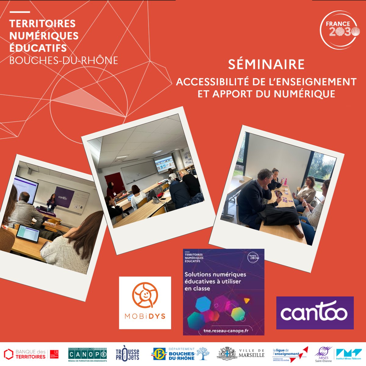 🔦Des ateliers pour découvrir 
🟣Solutions Numériques Educatives SNE #TNE
🔵bibliothèque #numerique Sondo Mobidys
🔴solution <a href="/CantooScribe/">Cantoo Scribe</a> 

Des outils 🛠️(synthèse vocale, correcteur orthographique, bibliothèque numérique, etc.) pour rendre l'école ➕ inclusive