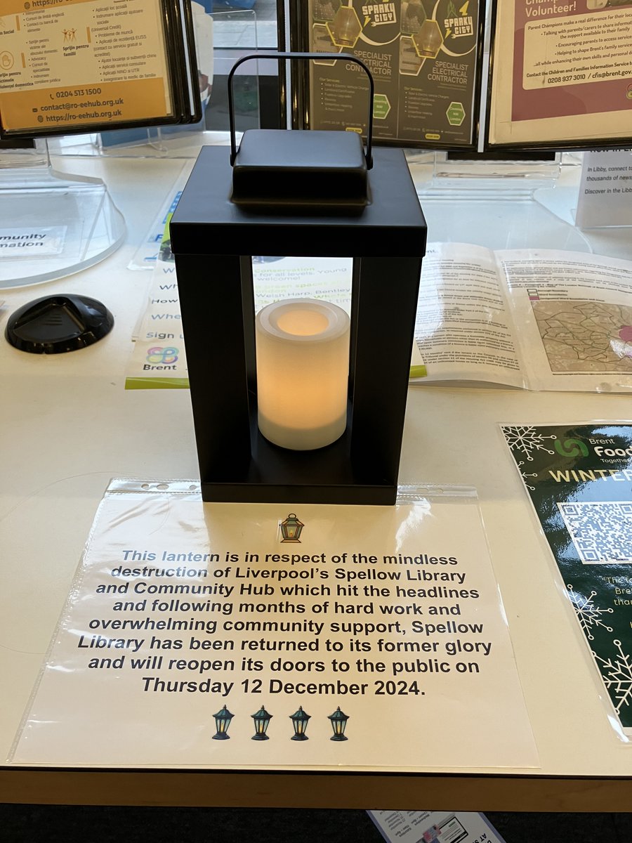 To mark the reopening of #SpellowLibrary in Liverpool,  closed after being torched during the summer’s racist riots, we've lit up Wembley Library and The Library at Willesden Green today in solidarity. 👏

#ShareTheLight 💡📚