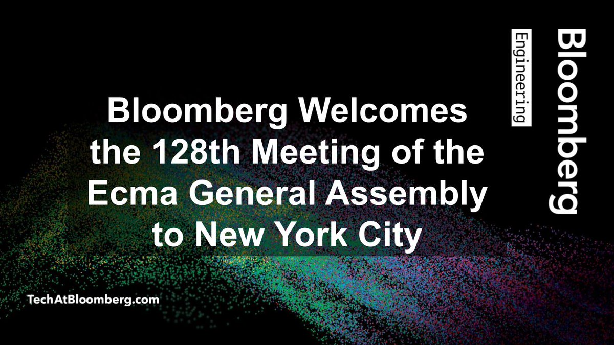 We're proud to host the 128th Meeting of the Ecma General Assembly at <a href="/Bloomberg/">Bloomberg</a>'s Global HQ, starting today in NYC! We welcome the attending Ecma members &amp; wish them a productive week discussing the future of Ecma's standards, including #ECMAScript &amp; #CycloneDX!

#opensource