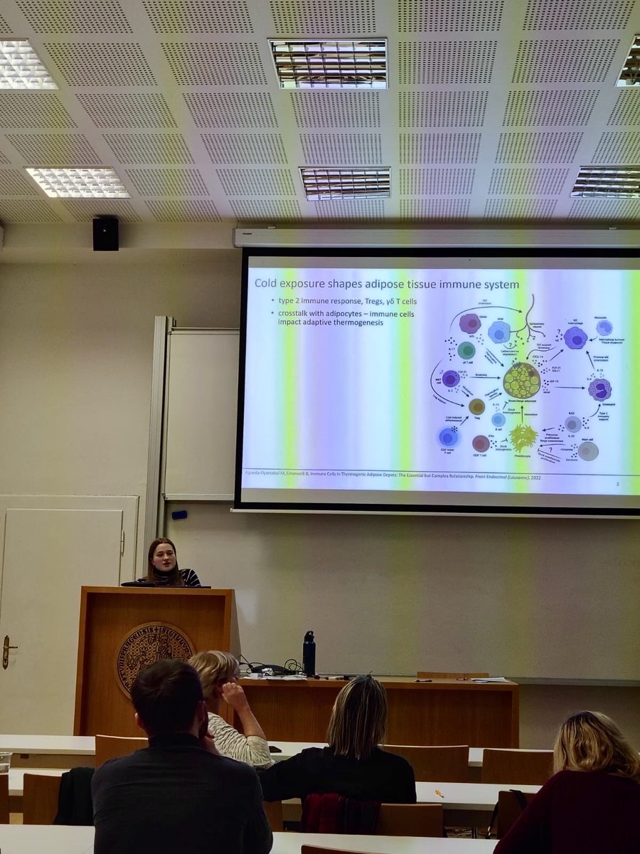 Krulova_Lab's tweet photo. Well done to our master's students who presented their research at the deparment seminar yesterday🎉 

Adélka presented her work on cold acclimatization and Natálka presented her work on mitochondrial transfer 👏 https://t.co/kqZCmSrcdB