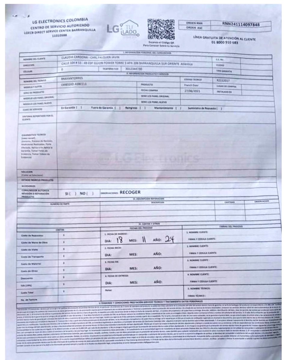 JNeiraN's tweet photo. El Servicio Técnico de @LG_Colombia es los más deficiente del mundo; La @sicsuper debe investigar esto; Patry y Karl llevan 1 mes sin su costosísimo Nevecon Mod LM85SDX; Debieron suminístrale una de reemplazo mientras llegaba la suya de reparación y no lo ha hecho @Cielo_Rusinque https://t.co/wyx068lxQ4
