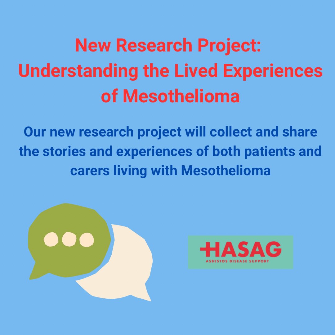 We have launched an all new research project and we are looking for people to get involved! If you would like to take part and share your experience of living with mesothelioma, contact Rachel via email to rachel@hasag.co.uk
#HASAG #ukcharity #mesothelioma #asbestos #support