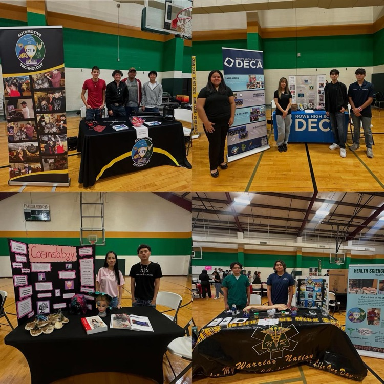 Rowe006's tweet photo. Our amazing CTE students had the chance to showcase their programs of study and share about their CTSOs with underclassmen at the CTE Recruitment Drive yesterday! #WeAreRowe #CTE #CareerReady #CTSO https://t.co/xoxa1GmbHW