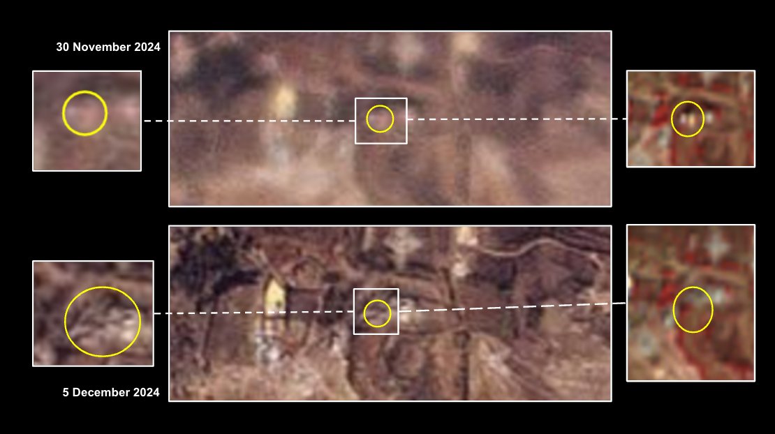 levalytics's tweet image. Comparing PlanetScope and Copernicus via Sentinel-2 L2A False Colour satellite imagery 30 November 2024 ➡️ 5 December 2024

Location: Yaroun, #Lebanon
Coordinates: 33.0765, 35.4287

#geolocation