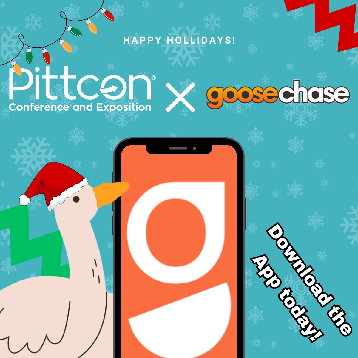 Pittcon's tweet photo. 🦃 Tired of turkey this holiday season? Why not try Goose... @Goosechase, that is! 🦢🎯
🎯 Join us for interactive fun and competition with Pittcon! 📲 Download the app for challenges and laughs. The game is on!
#Goosechase #ThanksgivingFun #ChallengeAccepted https://t.co/8Fx0A2jbkH