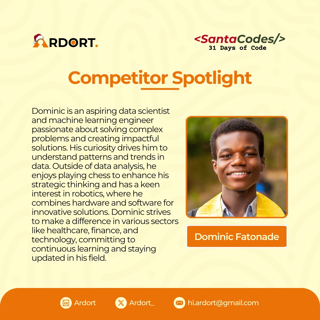 Ardort_'s tweet photo. @dom_1of1 was our man for last week's live coding session. He led the session just like the bosses do. In fact, he's a boss. 🔥

Huge thanks for bringing the energy and making it a blast. 

We go again this Friday, and you surely want to be there. 🤫😎

#SantaCodes #TechForGood https://t.co/Lv107zUGcF