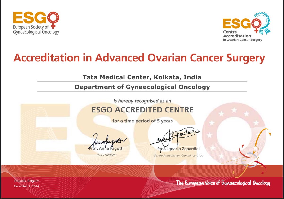 Dr.Jagannath Mishra (@jags54329) on Twitter photo Happy and proud to share that our hard work has been recognised.
we are now accredited as a center for advanced ovarian cancer surgery! by ESGO
<a href="/ESGO_society/">ESGO</a> <a href="/OncoAlert/">OncoAlert</a> <a href="/tatatrusts/">Tata Trusts</a> <a href="/anik0411/">Anik Ghosh</a>
#OncoDaily
#teamworkmakesthedreamwork Happy and proud to share that our hard work has been recognised.
we are now accredited as a center for advanced ovarian cancer surgery! by ESGO
<a href="/ESGO_society/">ESGO</a> <a href="/OncoAlert/">OncoAlert</a> <a href="/tatatrusts/">Tata Trusts</a> <a href="/anik0411/">Anik Ghosh</a>
#OncoDaily
#teamworkmakesthedreamwork