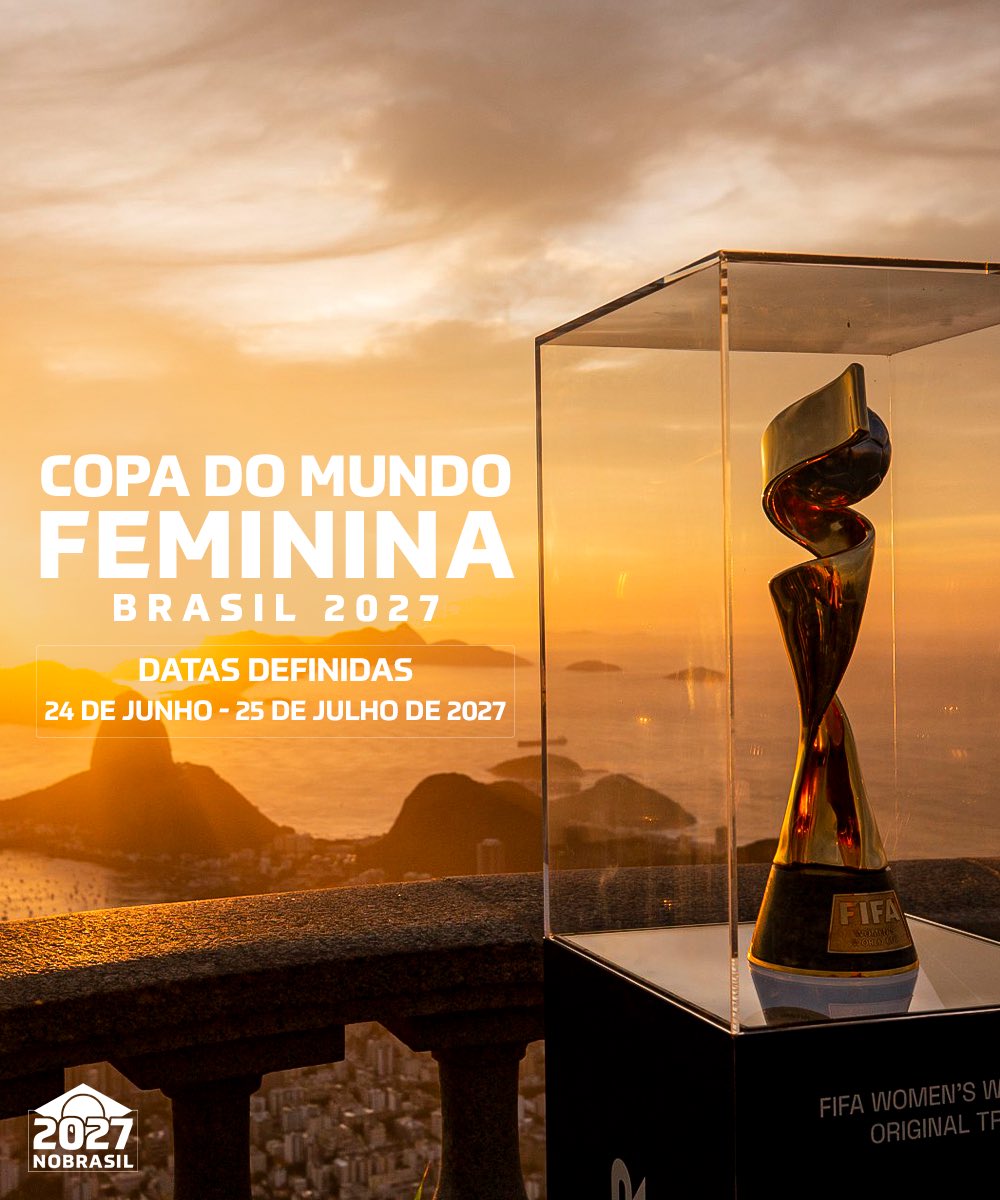 JÁ ANOTA AÍ NA AGENDA! ✍️🗓️

Bom dia com as datas definidas da Copa do Mundo Feminina FIFA 2027, que será no Brasil! A competição ocorrerá de 24 de junho a 25 de julho de 2027! Vamos juntos nessa! #2027noBrasil 🇧🇷