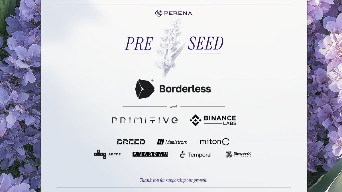 Perena (@perena__) on Twitter photo 1/ We are thrilled to announce our pre-seed raise, led by <a href="/borderless_cap/">Borderless</a>, to build the foundations for the next era of money. 1/ We are thrilled to announce our pre-seed raise, led by <a href="/borderless_cap/">Borderless</a>, to build the foundations for the next era of money.