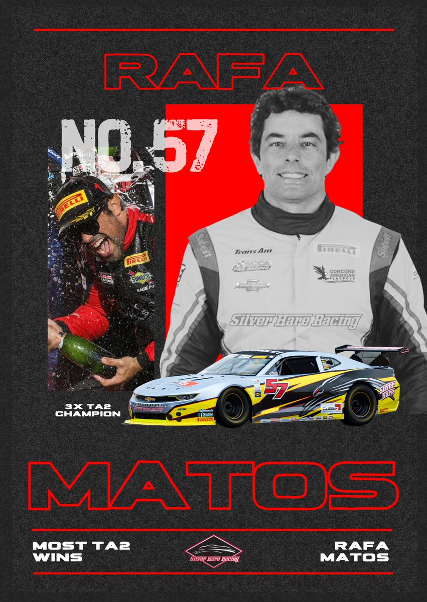 TeamSilverHare's tweet photo. 🚨NEWS: 3-time TA2 Champion Rafa Matos returns to @TeamSilverHare for the 2025 @GoTransAm season.

READ MORE: https://t.co/ESjCvLWYHx

#TeamSilverHare | @TeamChevy https://t.co/fFfkBYVuwV