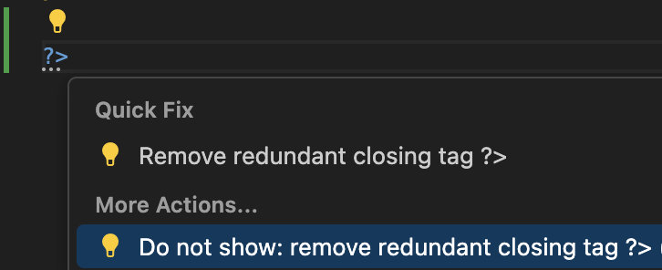 php4vs's tweet image. #phptools 1.54 for @code has fully configurable code actions and diagnostics 💡 What does it mean for you?
- Any available quick fix can be automatically applied on file save. Do you prefer sorted uses, avoid unnecessary parentheses, or prefer shorter ?: operators - make this…