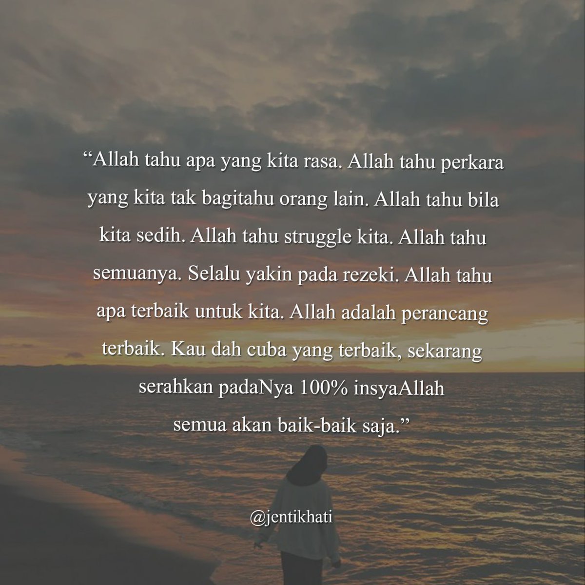 jentikhati's tweet photo. Selalu yakin dengan ayat ini :

“Percayalah, Allah genggam semua doa kita. Lalu dilepaskan satu persatu disaat yang paling tepat. Sangka baik pada Allah. Semuanya sudah disusun cantik jalan cerita kita.” https://t.co/9GwWELq7yw