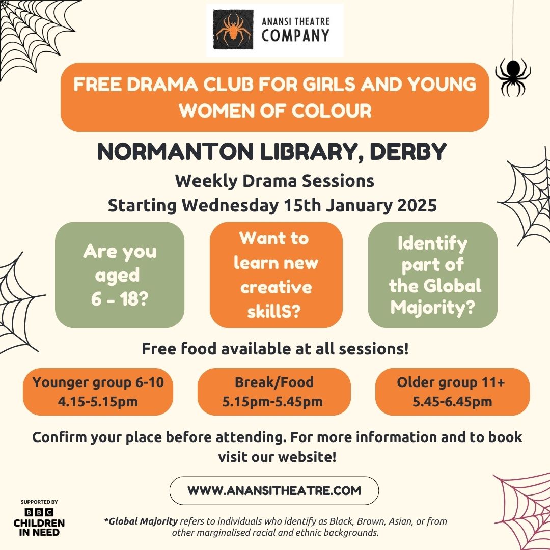 🎉Our Drama Club is Back next Week! 15th JANUARY 2025🎉

Here’s what you need to know:

📍 Normanton Library, Derby
📅 Every Wed from the 15th Jan
🕒 Younger Group: 4:15-5:15pm / Older Group: 5:45-6:45pm

👉 Sign up here: forms.gle/2fid969WfPw6uB…
