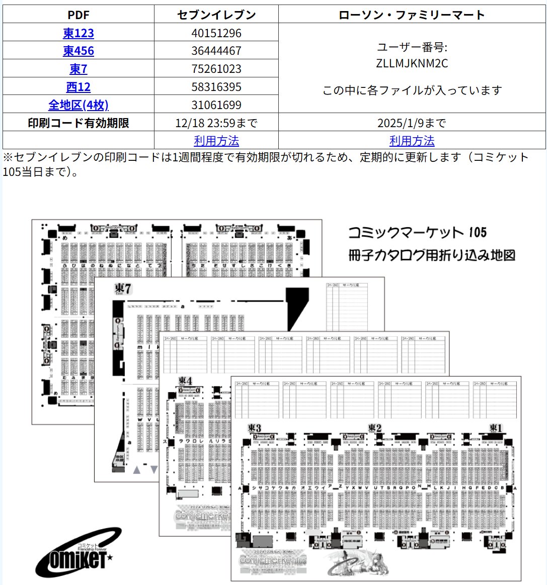 お待たせしました！『コミックマーケット105サークルスペース地図