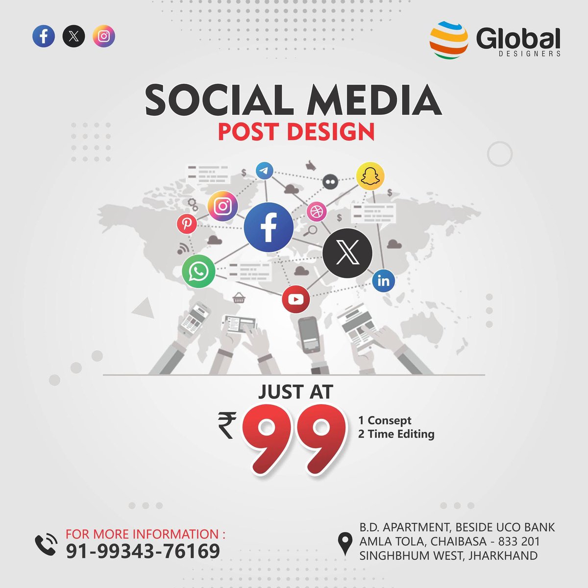 globalcbsa's tweet photo. Social Media Post Design
Just @99/-
#creatives #GraphicDesign https://t.co/UrouGcjkRZ