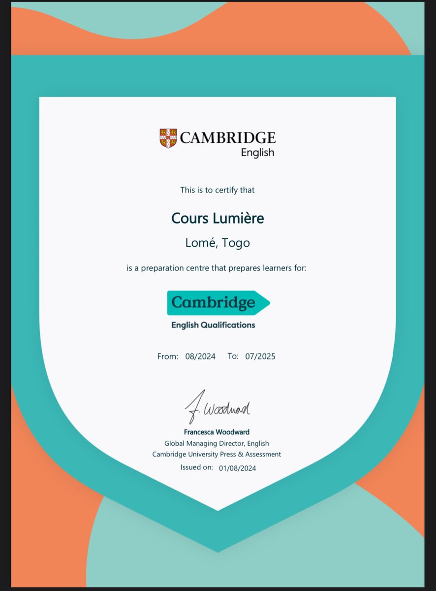 proviseurCL's tweet photo. Le Lycée International Cours Lumière a vu son autorisation renouvelée comme cendrée de préparation et de passation de la certification Cambridge. Bravo aux équipes. https://t.co/tE7hhYKMyE