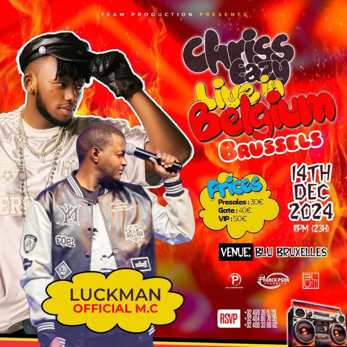 Urinde Wiyemera? (@kemnique) on Twitter photo Cancel your plans, because families in Europe, especially in Belgium, get ready! My boy <a href="/chriss_eazy/">Chriss Eazy</a> and my man <a href="/LuckyIbnMiraj/">Luckman Nzeyimana</a>, the number one MC, are coming your way.
Get your tickets now! Cancel your plans, because families in Europe, especially in Belgium, get ready! My boy <a href="/chriss_eazy/">Chriss Eazy</a> and my man <a href="/LuckyIbnMiraj/">Luckman Nzeyimana</a>, the number one MC, are coming your way.
Get your tickets now!