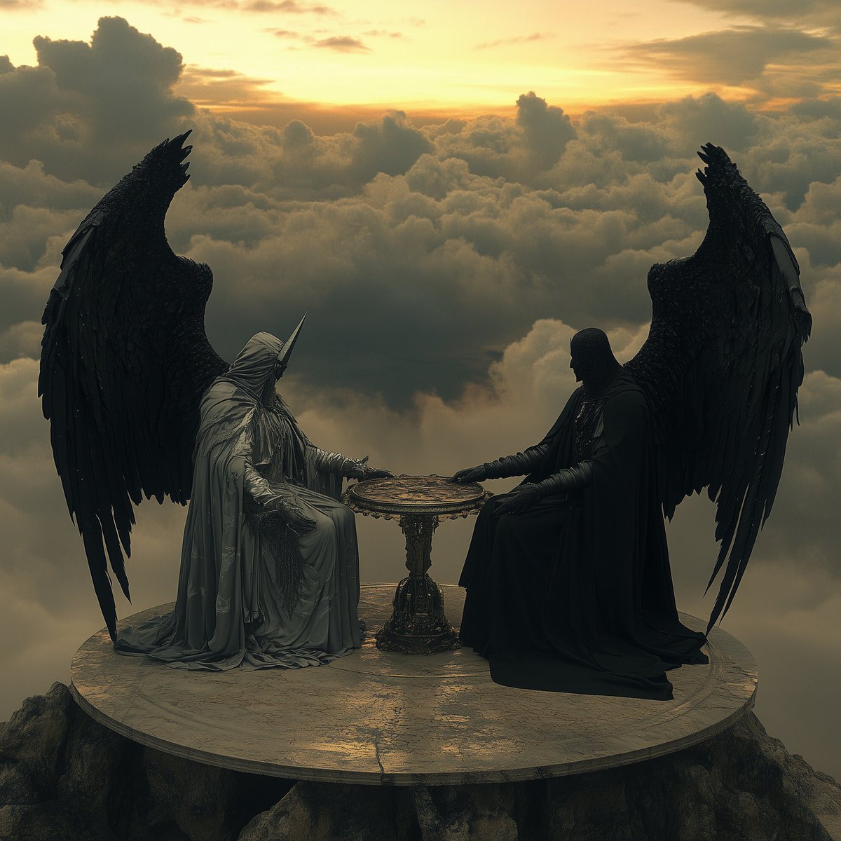 ai_deadgen's tweet photo. The Council of Angels: Light and Shadow https://t.co/QBGMOlaAeY