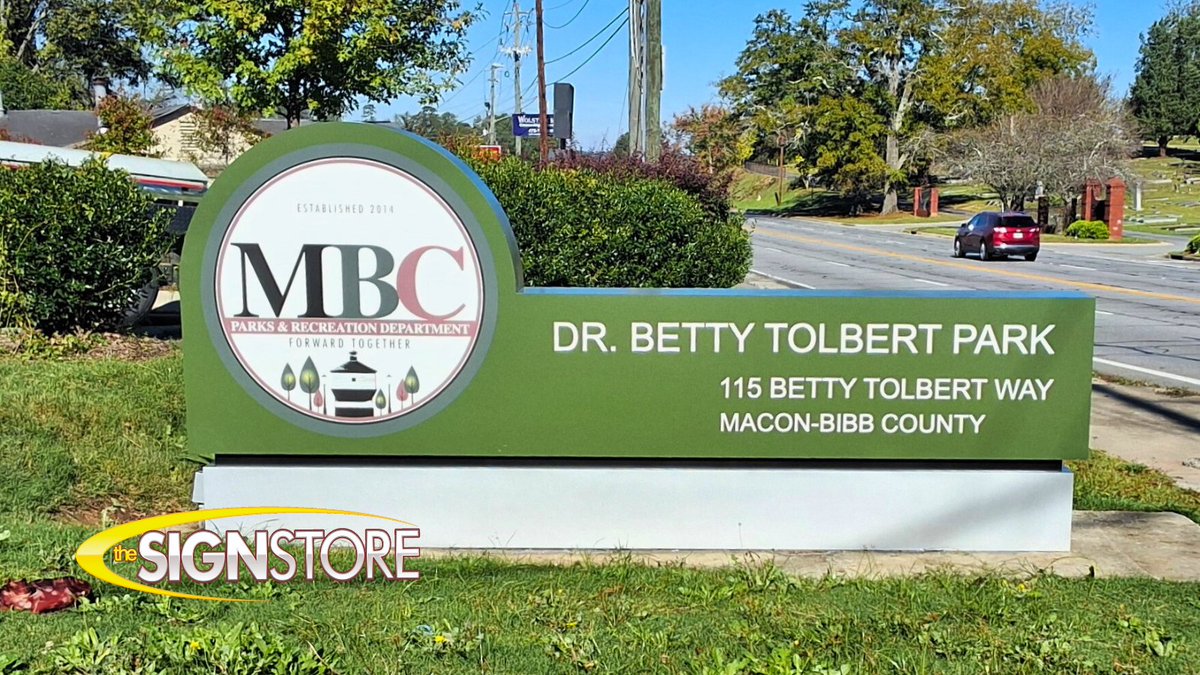 signstoremacon's tweet image. A stunning new addition to Dr. Betty Tolbert Park! We designed, fabricated, and installed this custom monument sign for the Macon-Bibb Recreation Department. LED-lit &amp;amp; built to last! Call us today! 1-800-316-9530 signstoremacon.com

#MonumentSigns #MaconBibb #SignStoreMacon