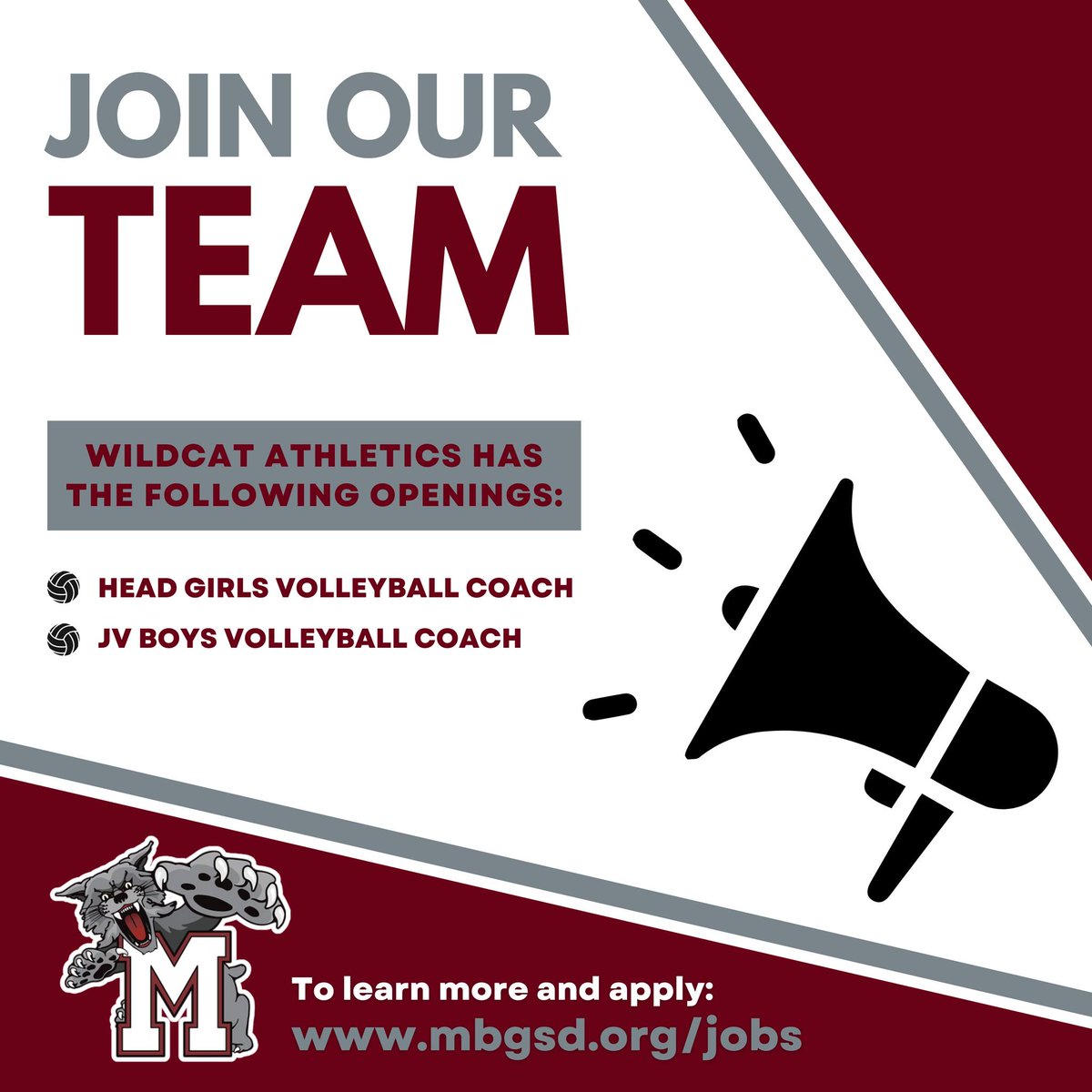 GoMechanicsburg's tweet photo. We're looking for two dynamic coaches to join our team and inspire the next generation of athletes. Mechanicsburg Wildcat Athletics has an opening for a head girls volleyball coach and a JV boys volleyball coach.
📷 To learn more and apply: https://t.co/Rb8S8G4vuQ https://t.co/4npuRzrF4f