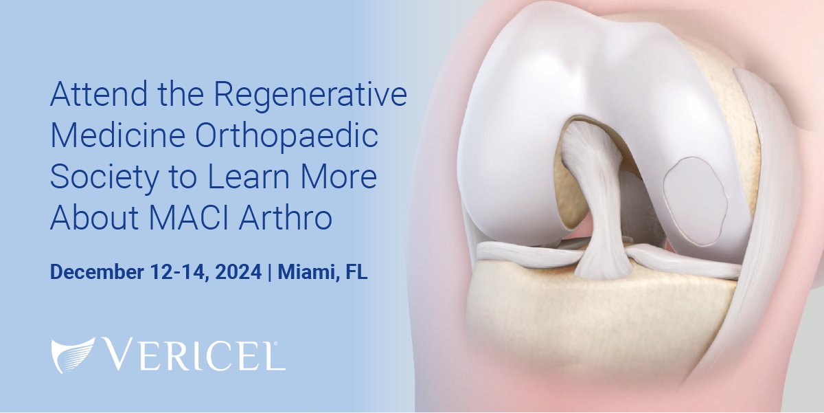 Are you attending the 4th Annual Regenerative Medicine Orthopaedic Summit? If so, join us for an informative session on arthroscopic knee cartilage repair on December 14 from 12:15-12:35 pm ET. Learn more here: rmosociety.com/registration/(For HCPs only) #RMOS