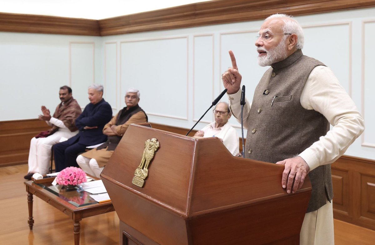 narendramodi's tweet photo. I commend Shri Seeni Viswanathan for his lifelong devotion to popularising the ideals of Subramania Bharati. Glad to have released his works today. https://t.co/uRQYAuiajg