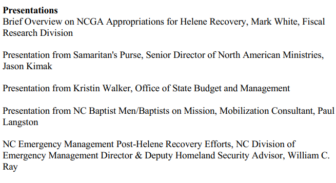 APDillon_'s tweet image. The new House Select Cmte on Helene Recovery meets today at 10 am. #ncpol #ncga 
Meeting will be streamed here:
ncleg.gov/LegislativeCal…
Meeting materials here:
ncleg.gov/Committees/Com…
Agenda: