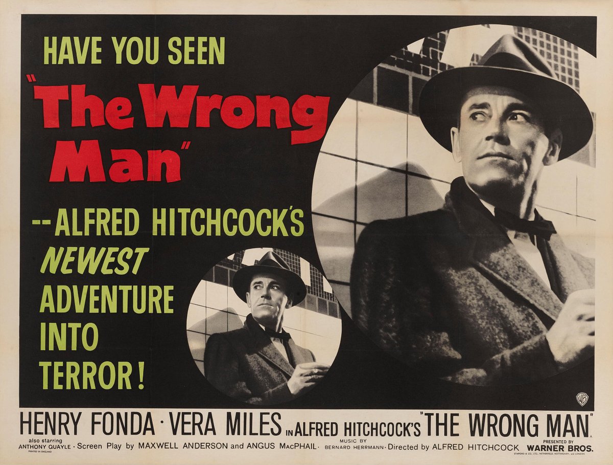 a_picture_plain's tweet photo. "The Wrong Man"
international posters by various artists
(British/Italian/American)
1956
#art
#artwork
#artmattersandthings
#artappreciation
#cinema
#film
#movie
#poster
#movieposter
#posterwednesday
#thewrongman
#alfredhitchcock
#henryfonda
#veramiles https://t.co/J3ltmvZ5d1