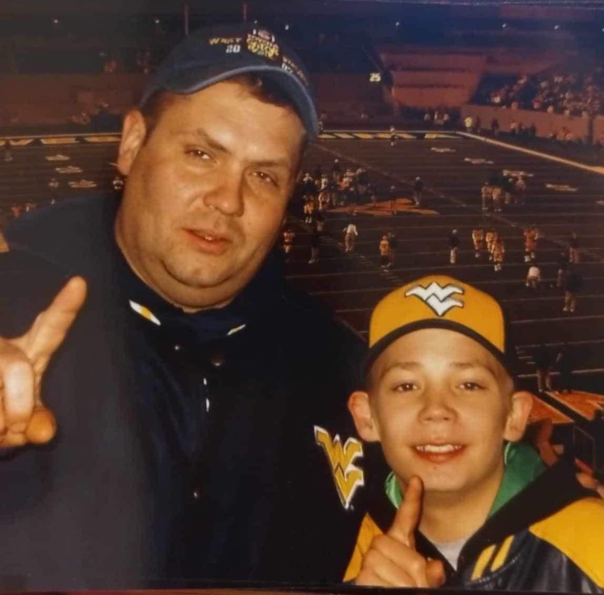 DB_2014's tweet image. Nearly 20 years ago… my dad took me to the 100th Backyard Brawl. It’s the most infamous game in #WVUFootball history. It’s time… Come home #RichRod #Spottheball #Mountaineers #HailWV #WVUFootball