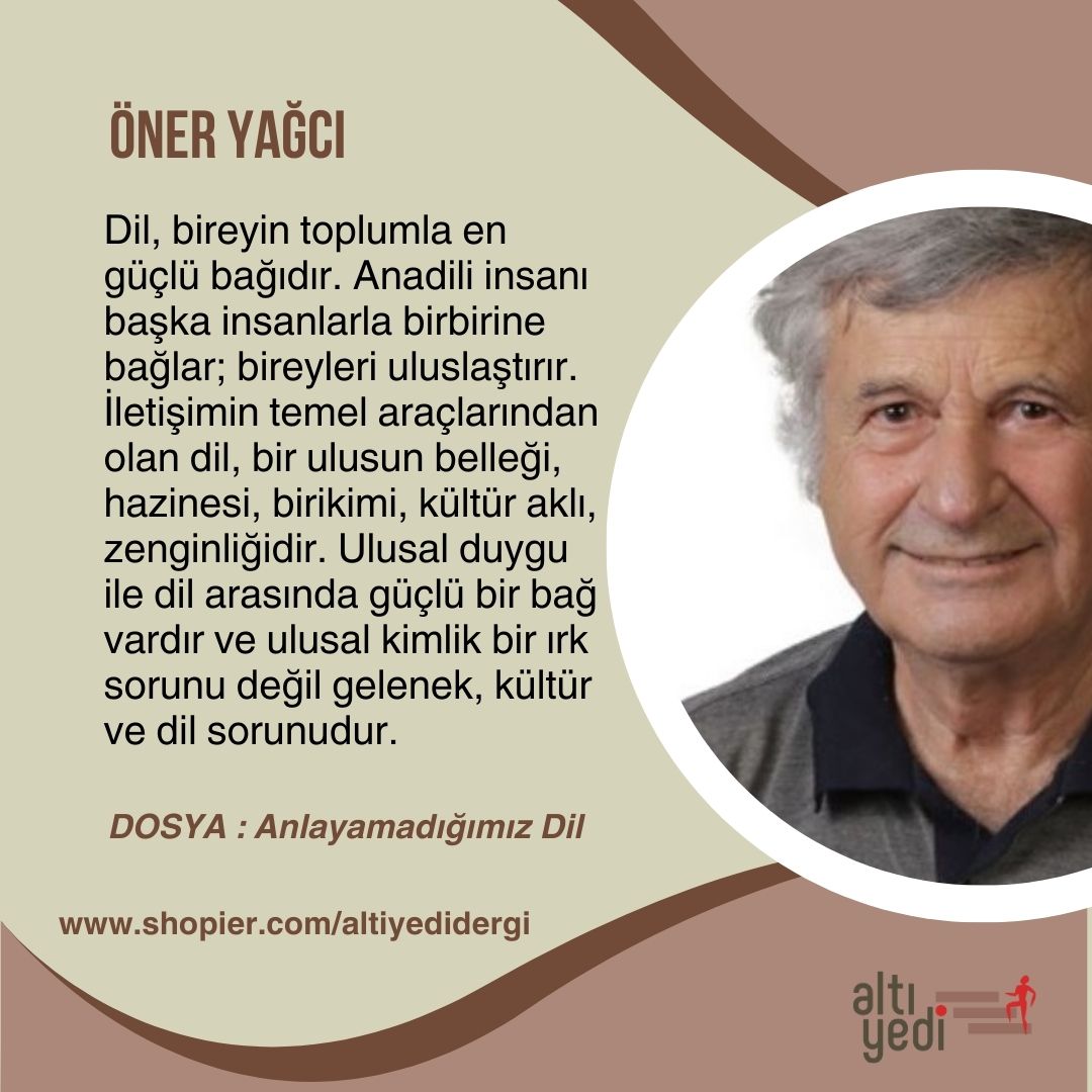 Öner Yağcı,
Altıyedi Sanat Edebiyat Dergisi
"Anlayamadığımız Dil" dosyasında

<a href="/zokev_/">ZOKEV</a>
#dosya #dil #edebiyatdosyası #dergi
#dergiokur #okur #yazar #öneryağcı