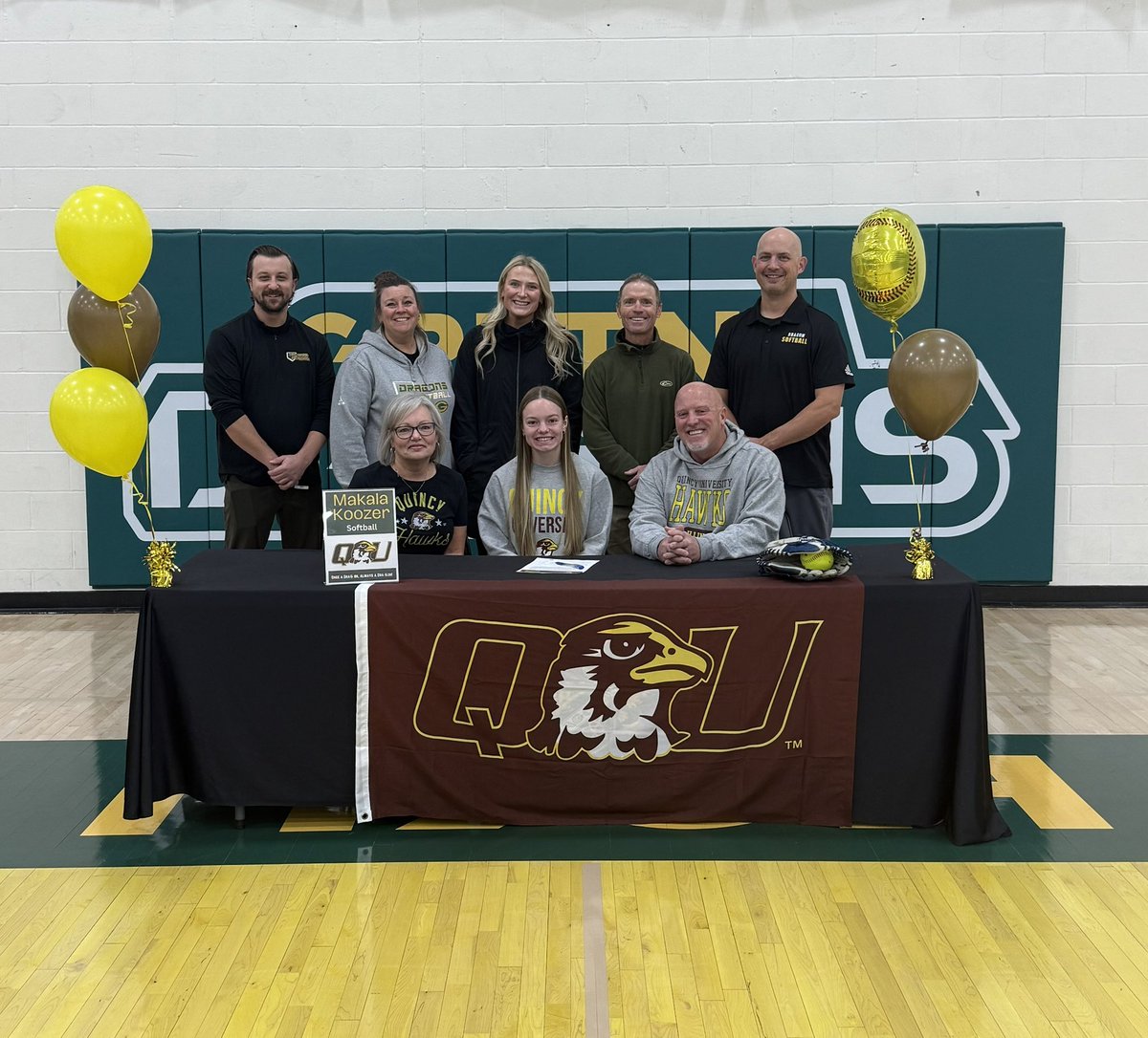Gretna HS Activities (@gretnadragonad) on Twitter photo Congratulations to Makala Koozer, her family, and her coaches for signing this morning to continue her education and play softball at <a href="/QUHawks/">Quincy Hawks</a>. We are proud of you Makala! Congratulations to Makala Koozer, her family, and her coaches for signing this morning to continue her education and play softball at <a href="/QUHawks/">Quincy Hawks</a>. We are proud of you Makala!