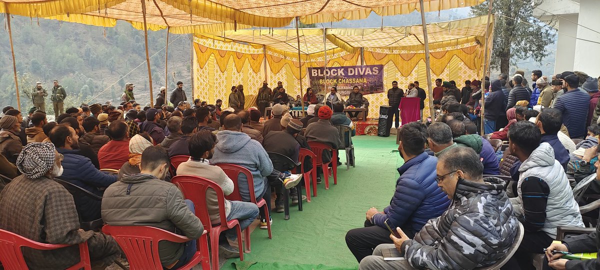 BlockChassana's tweet photo. #BlockDiwas at #Sungri attended by various deptts. &amp; general public in the presence of H'ble MLA Sh. Khursheed Ahmed &amp; @DMReasi Ms. Nidhi Malik, IAS. Grievance Redressal at its grassroots. 

@diprjk @DMReasi @AsadamAijaz @RDDREASI @Acpytreasi @MahoreSub @dioreasi1 @itsHemantVaid https://t.co/CsAk2bB4NG
